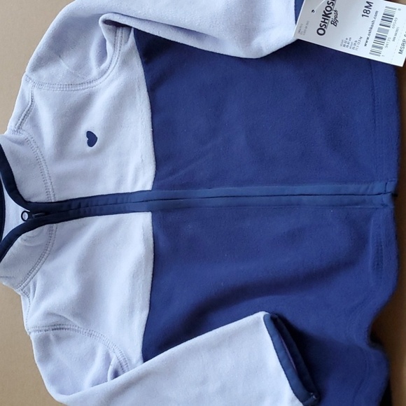 OshKosh B'gosh NWT 2 tone blue fleece zip up jacket size 18 month - Picture 1 of 9